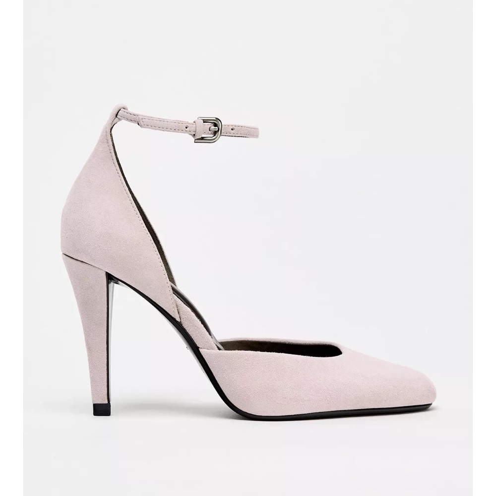 Suede ankle strap heels